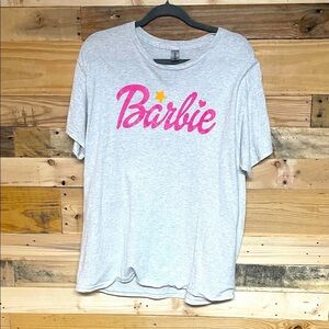 Gildan size L Light Gray Heavy Cotton Short Sleeve Soft Barbie Graphic T-Shirt